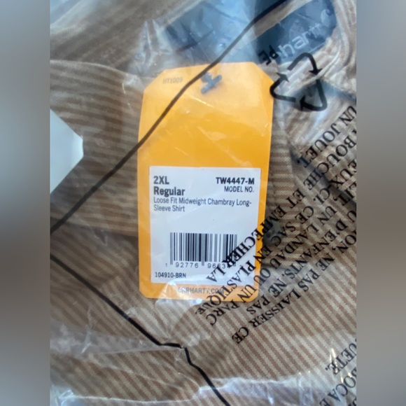 NWT, Carhartt,Men's Loose Fit Midweight Chambray Long-Sleeve Shirt | Size: XXL - Picture 7 of 8